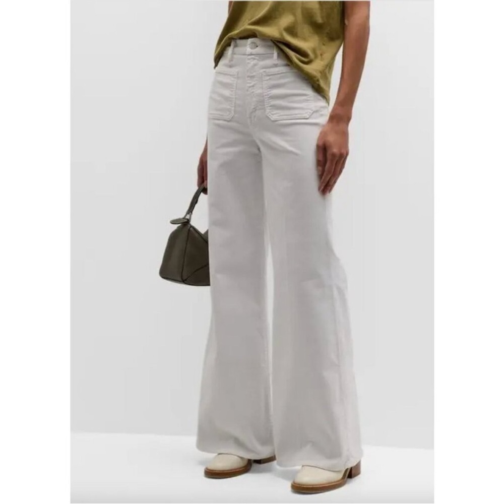 Mother Patch Pocket Roller Skimp WIde Leg Micro Cord Pants Size 32 in Hal Chalk